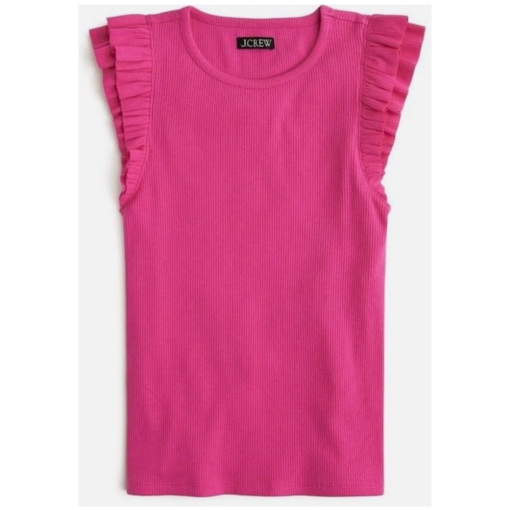J. Crew Coral Ribbed Flutter Sleeve Top Womens XXS Casual Everyday